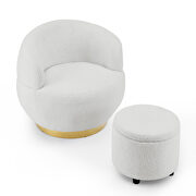 Ivory velvet and black stainless steel base swivel barrel chair with with storage ottoman by La Spezia additional picture 11