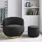 Black velvet and stainless steel base swivel barrel chair with with storage ottoman by La Spezia additional picture 2