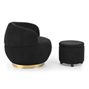 Black velvet and stainless steel base swivel barrel chair with with storage ottoman by La Spezia additional picture 10