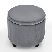 Velvet gray and black stainless steel base swivel barrel chair with with storage ottoman by La Spezia additional picture 4