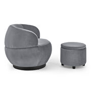 Velvet gray and black stainless steel base swivel barrel chair with with storage ottoman by La Spezia additional picture 5