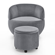 Velvet gray and black stainless steel base swivel barrel chair with with storage ottoman by La Spezia additional picture 6