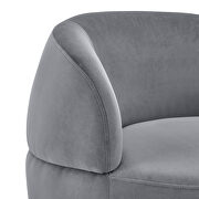 Velvet gray and black stainless steel base swivel barrel chair with with storage ottoman by La Spezia additional picture 9