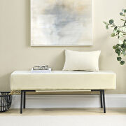 Contemporary style velvet upholstered bench in beige by La Spezia additional picture 2