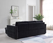 Black sectional sofa with pulled out bed, 2 seats sofa and reversible chaise with storage, both hands with copper nail additional photo 3 of 9