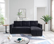 Black sectional sofa with pulled out bed, 2 seats sofa and reversible chaise with storage, both hands with copper nail by La Spezia additional picture 6