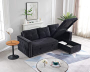 Black sectional sofa with pulled out bed, 2 seats sofa and reversible chaise with storage, both hands with copper nail by La Spezia additional picture 7