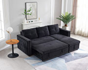 Black sectional sofa with pulled out bed, 2 seats sofa and reversible chaise with storage, both hands with copper nail by La Spezia additional picture 9