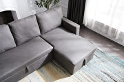 Gray stone fabric sectional sofa with pulled out bed additional photo 3 of 10