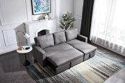 Gray stone fabric sectional sofa with pulled out bed additional photo 5 of 10