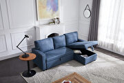 Navy blue stone fabric sectional sofa with pulled out bed by La Spezia additional picture 2