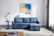 Navy blue stone fabric sectional sofa with pulled out bed by La Spezia additional picture 3