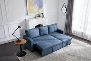 Navy blue stone fabric sectional sofa with pulled out bed by La Spezia additional picture 7