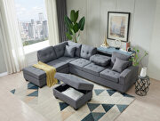 Gray fabric sectional 3-seaters sofa with reversible chaise by La Spezia additional picture 11