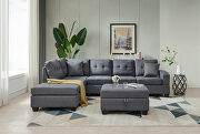 Gray fabric sectional 3-seaters sofa with reversible chaise by La Spezia additional picture 9