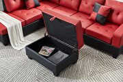 Red pu sectional 3-seaters sofa with reversible chaise by La Spezia additional picture 12
