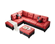 Red pu sectional 3-seaters sofa with reversible chaise by La Spezia additional picture 13