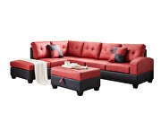 Red pu sectional 3-seaters sofa with reversible chaise by La Spezia additional picture 15