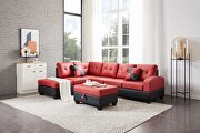 Red pu sectional 3-seaters sofa with reversible chaise by La Spezia additional picture 16