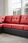 Red pu sectional 3-seaters sofa with reversible chaise additional photo 3 of 15