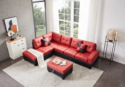 Red pu sectional 3-seaters sofa with reversible chaise by La Spezia additional picture 6