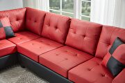 Red pu sectional 3-seaters sofa with reversible chaise by La Spezia additional picture 9