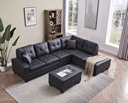 Black pu sectional 3-seaters sofa with reversible chaise by La Spezia additional picture 12