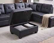 Black pu sectional 3-seaters sofa with reversible chaise by La Spezia additional picture 16