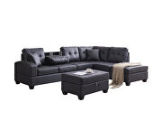 Black pu sectional 3-seaters sofa with reversible chaise additional photo 4 of 15