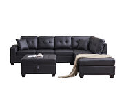 Black pu sectional 3-seaters sofa with reversible chaise by La Spezia additional picture 9