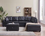 Black pu sectional 3-seaters sofa with reversible chaise by La Spezia additional picture 10