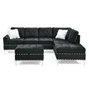 Black fabric sectional 3-seaters sofa with reversible chaise additional photo 4 of 11