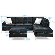 Black fabric sectional 3-seaters sofa with reversible chaise by La Spezia additional picture 9