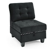Black velvet u shape sectional sofa by La Spezia additional picture 11