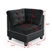 Black velvet u shape sectional sofa by La Spezia additional picture 17