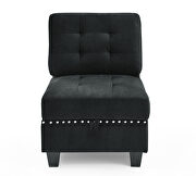 Black velvet u shape sectional sofa by La Spezia additional picture 4