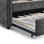 Gray suede fabric tufted twin daybed and twin trundle by La Spezia additional picture 3