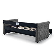 Gray suede fabric tufted twin daybed and twin trundle by La Spezia additional picture 4