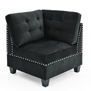 Black velvet l shape sectional sofa additional photo 4 of 18