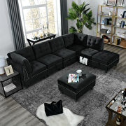 Black velvet l shape sectional sofa by La Spezia additional picture 8