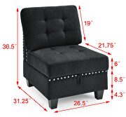 Black velvet l-shape modular sectional sofa includes three single chair and three corner by La Spezia additional picture 11