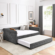 Upholstered tufted daybed with trundle in gray by La Spezia additional picture 10