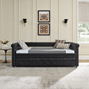 Black pu upholstery tufted daybed with trundle by La Spezia additional picture 2