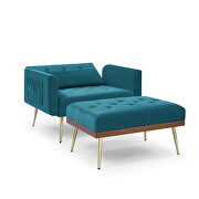 Teal blue recline sofa chair with ottoman by La Spezia additional picture 5