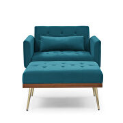 Teal blue recline sofa chair with ottoman by La Spezia additional picture 9