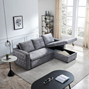 Gray velvet sectional sofa with pulled out bed by La Spezia additional picture 7