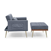 Gray recline sofa chair with ottoman by La Spezia additional picture 9
