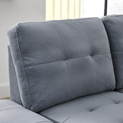Gray velvet sectional sofa with reversible chaise storage ottoman and cup holders by La Spezia additional picture 3