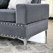 Gray velvet sectional sofa with reversible chaise storage ottoman and cup holders by La Spezia additional picture 6