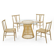 5 pieces round tempered glass top dining table and metal dining chair by La Spezia additional picture 3